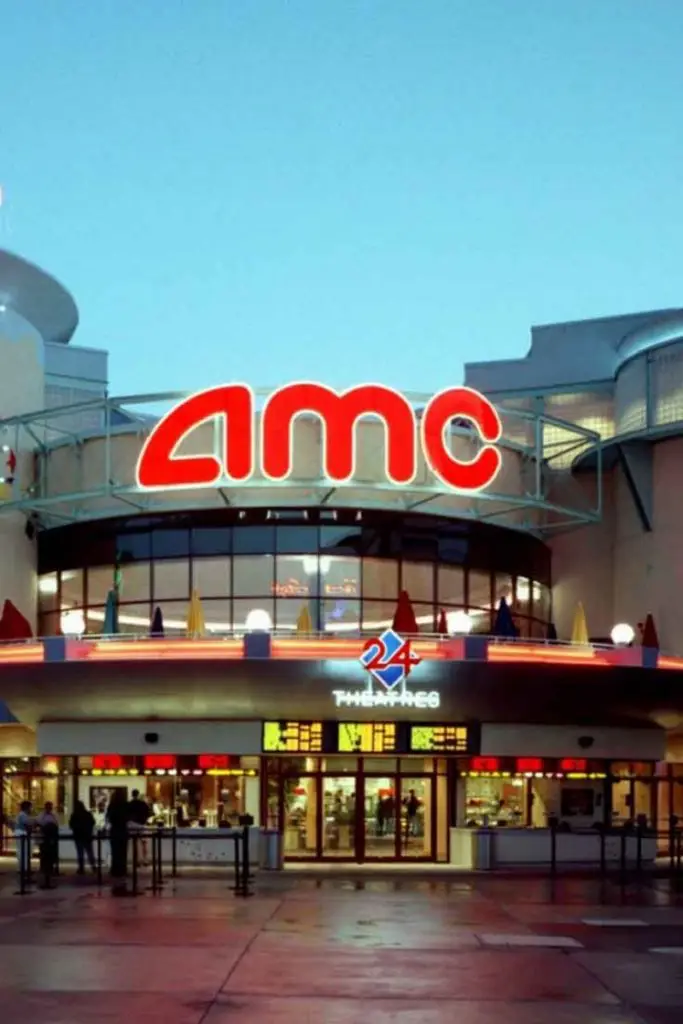 Photo of the AMC movie theater at Disney Springs on a rainy day at Disney World.