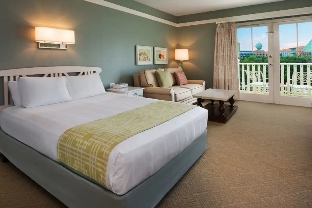 Photo of a room at Disney World's Boardwalk hotel.