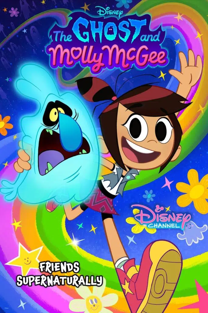 Cartoon promotional poster for the Disney show, The Ghost and Molly McGee.