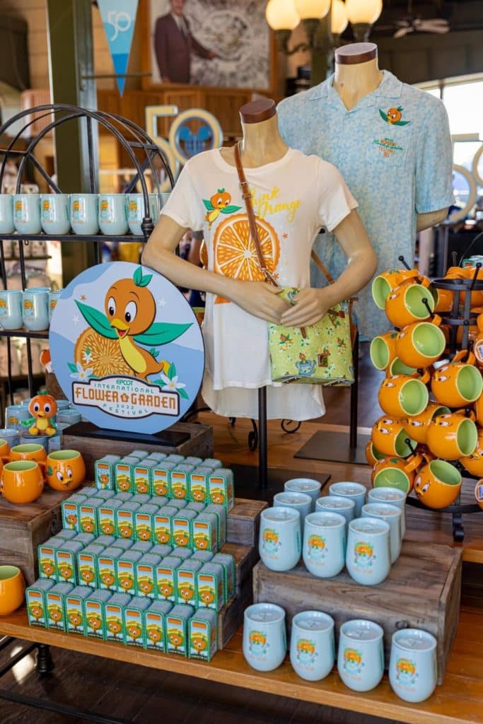 Photo of merchandise for the Epcot Flower & Garden Festival at Disney World.
