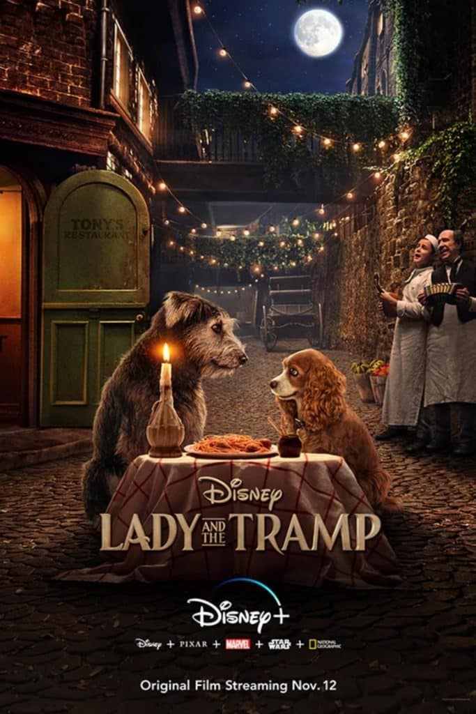 Promotional poster for the romantic Disney movie, Lady and the Tramp.