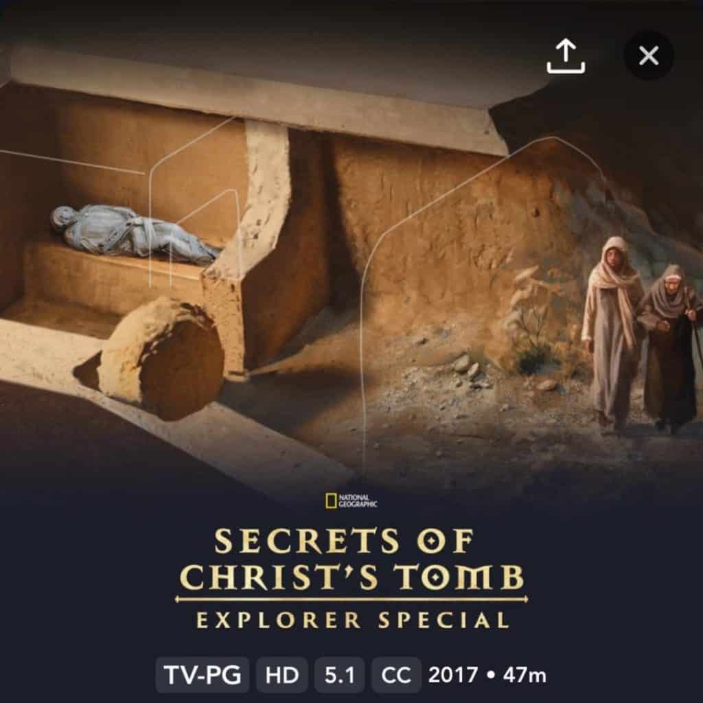 Screenshot of National Geographic: Secrets of Christ's Tomb: Explorer Special on Disney+.