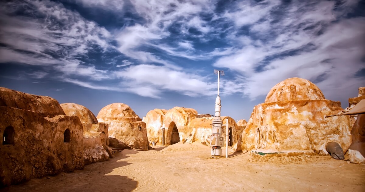 Photo of the actual set of Tatooine from Star Wars.