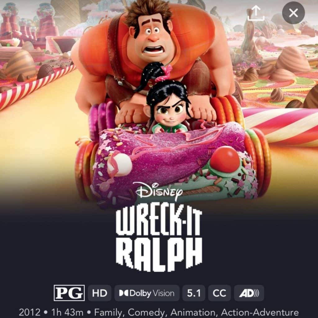 Screenshot of Wreck-it Ralph page on Disney+