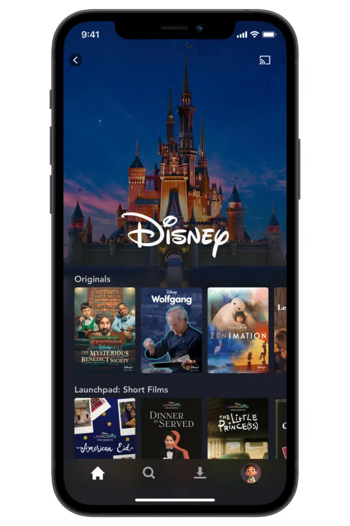 Screenshot of the Disney Plus app.