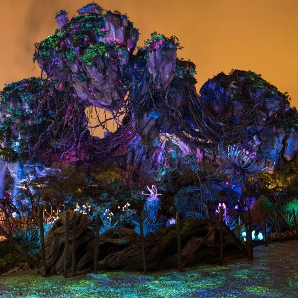 Photo of Pandora - The World of Avatar at night.