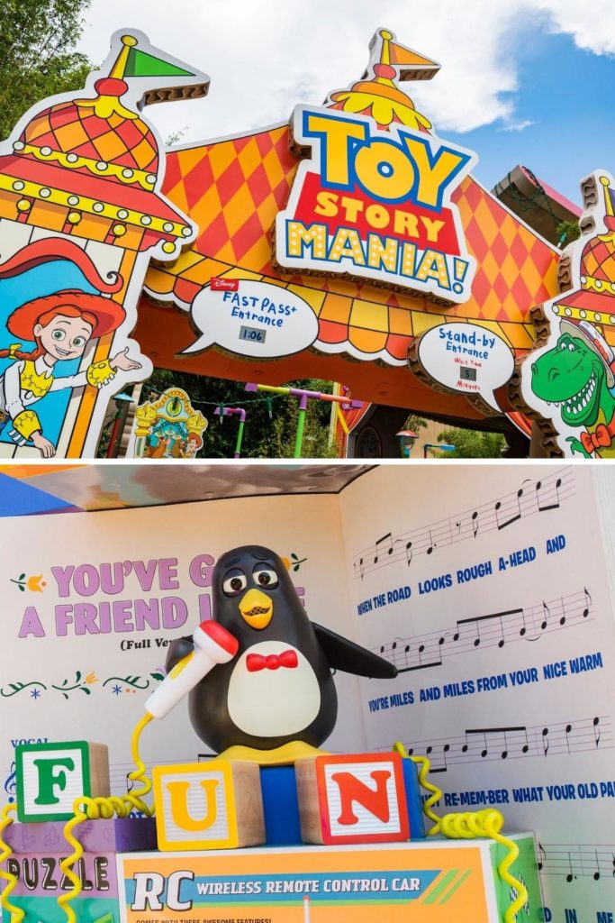 Grid with 2 photos from Toy Story Land at Hollywood Studios.
