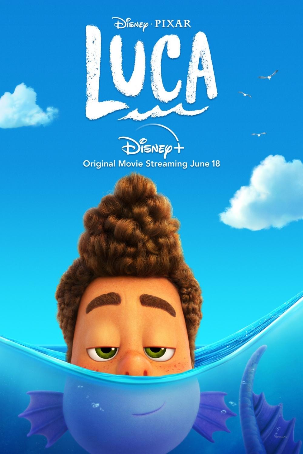 Promotional poster for Disney & Pixar's Luca featuring the character Alberto.