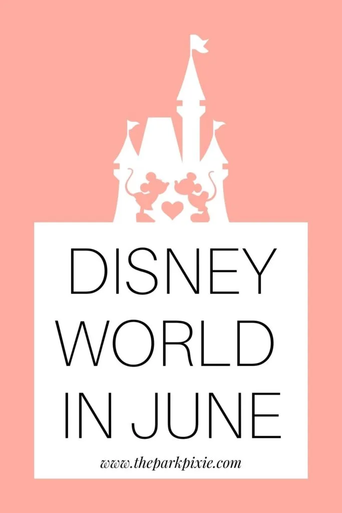 Blue background with bright yellow smiley face sun print. Text in the middle reads "Disney World in June."