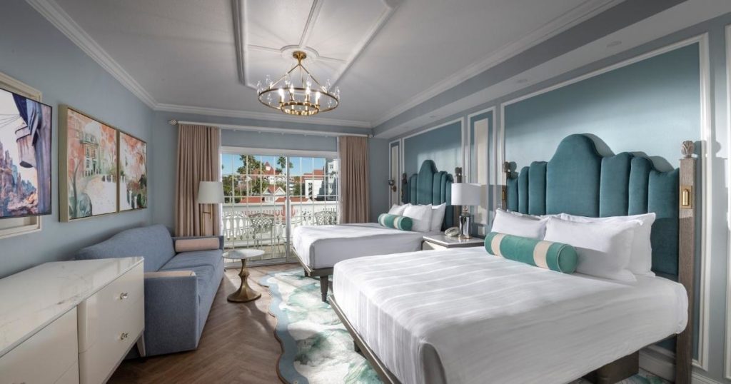 Photo of the interior of a guest room at the Grand Floridian Resort & Spa.