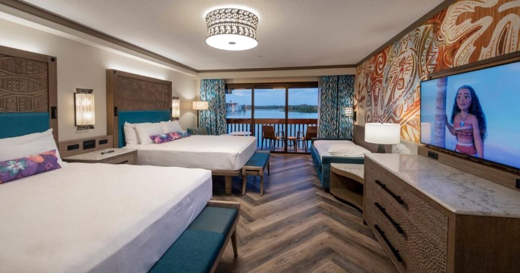 Photo of classic Moana themed guest rooms at Disney's Polynesian Village Resort.