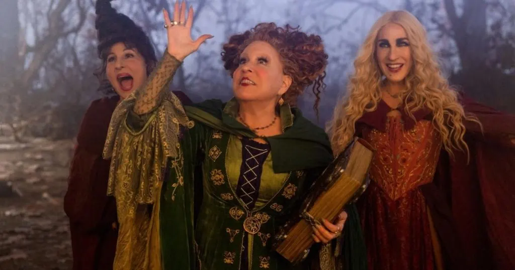 Promotional still with a photo of the Sanderson sisters from Hocus Pocus 2.