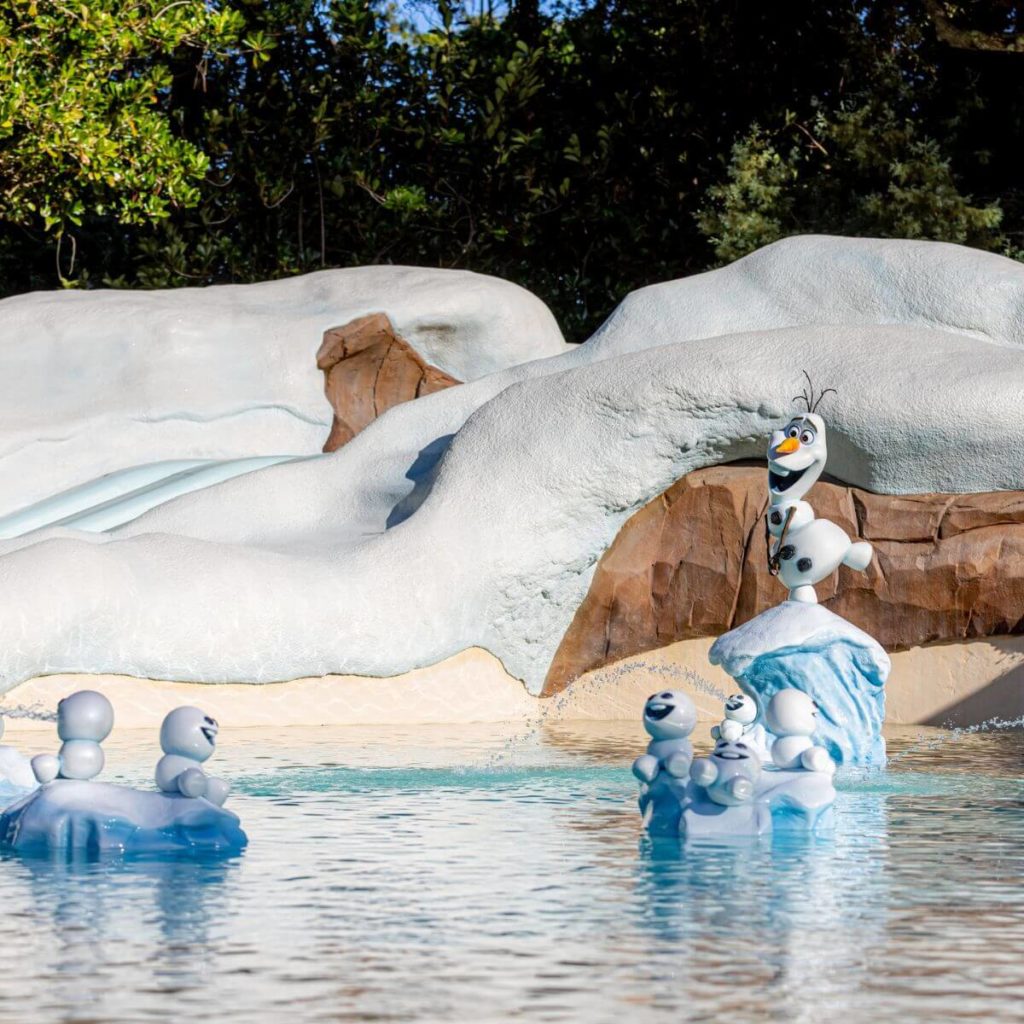 Photo of Olaf and some snowgies at Blizzard Beach water park.