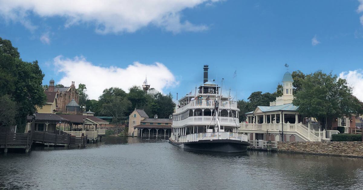 Photo of the Liberty Square Riverboat at Disney World's Magic Kingdom.