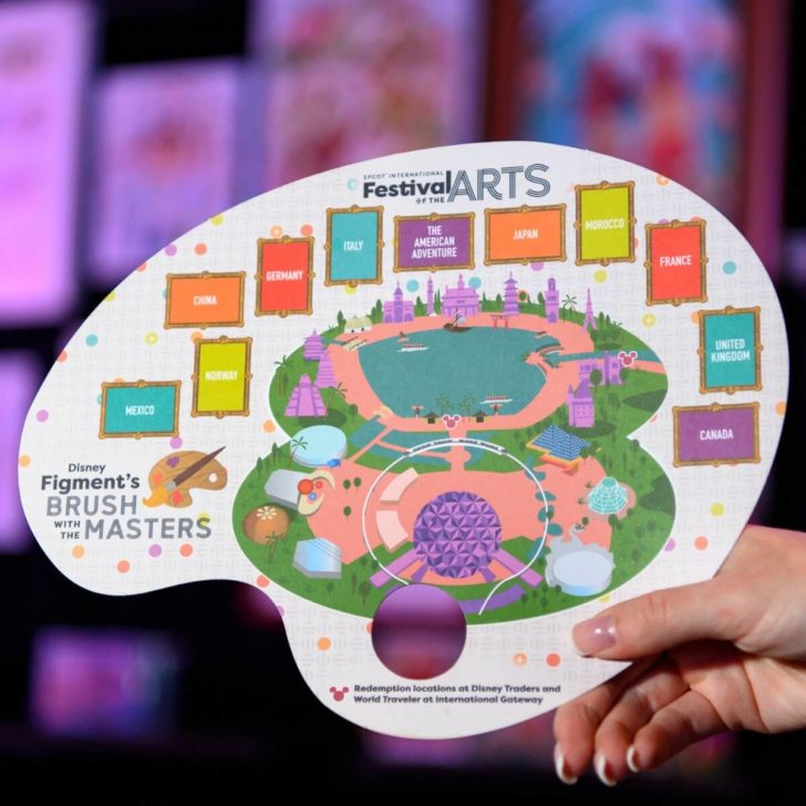 Closeup of the "passport" for the 2023 Figment's Brush with the Masters scavenger hunt at the Epcot Festival of the Arts.
