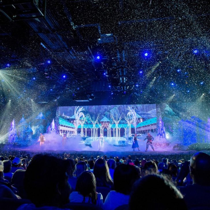 Photo from the back of the audience at For the First Time in Forever: A Frozen Sing Along at Disney World's Hollywood Studios.