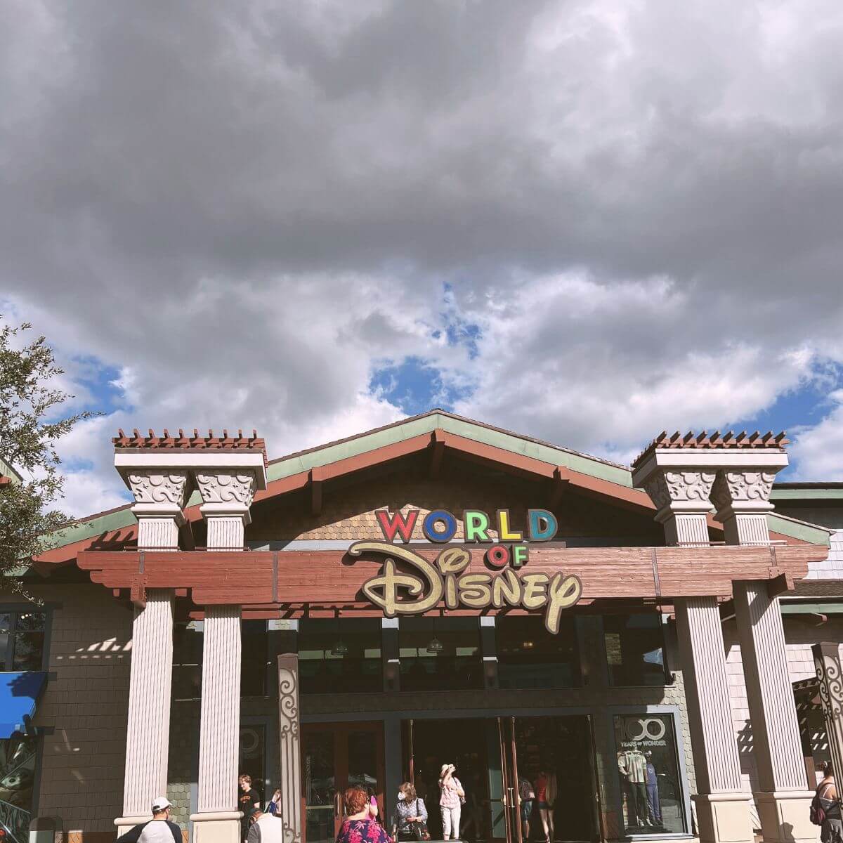 Photo of the main entrance of the World of Disney store in Disney Springs, the largest Disney store in the world.