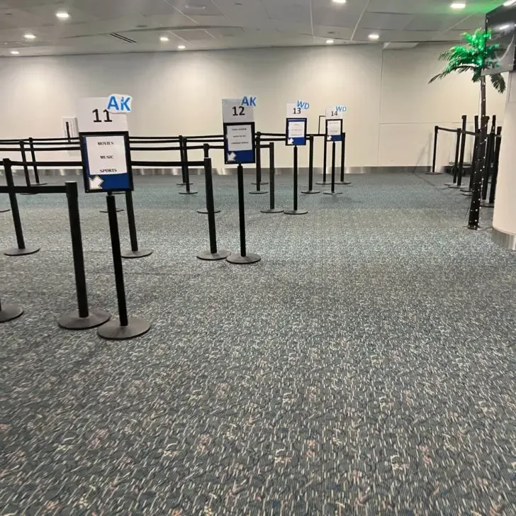 Photo of the waiting area for the Mears Connect Disney World Airport Shuttle at MCO.