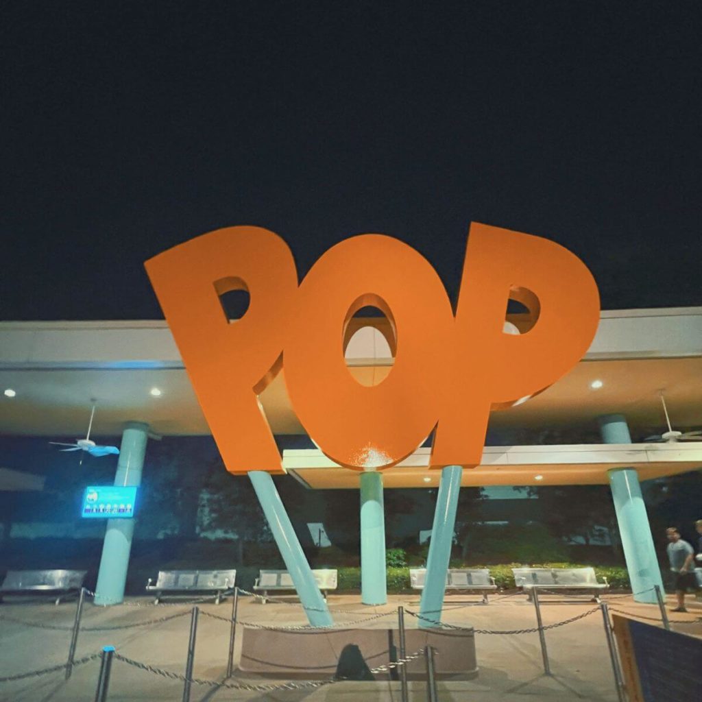 Photo of signage outside Disney's Pop Century Resort at Disney World.