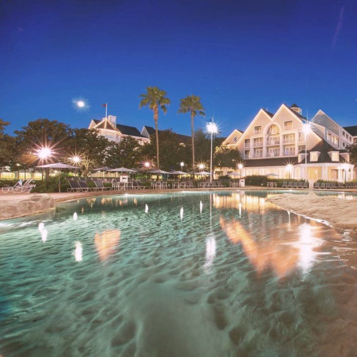 Photo of the sand bottom pool shared between the Yacht Club Resort and Beach Club Resort at Disney World.