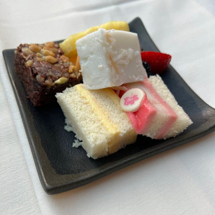 Photo of a plate filled with Hawaiian desserts.