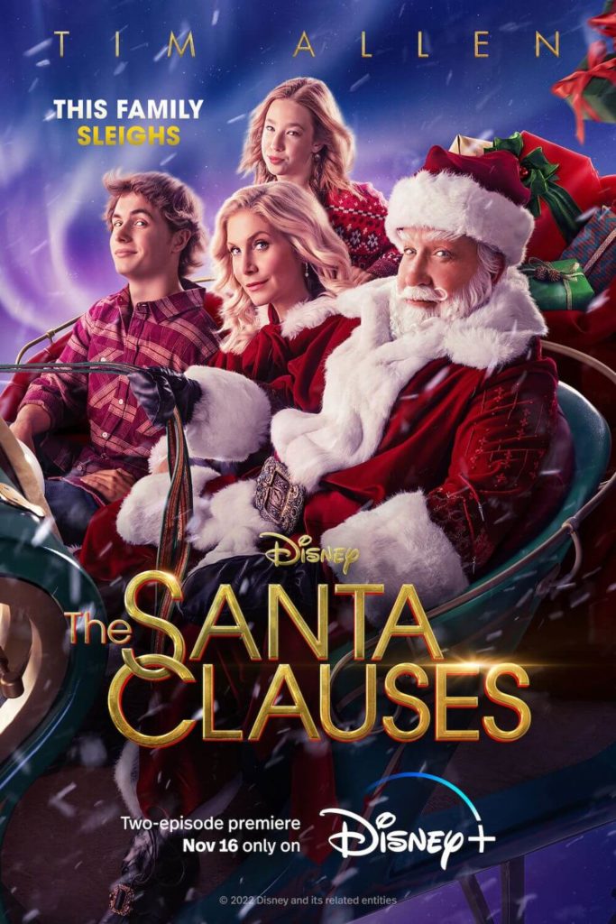 Promotional poster for the Disney+ show, The Santa Clauses, starring Tim Allen.
