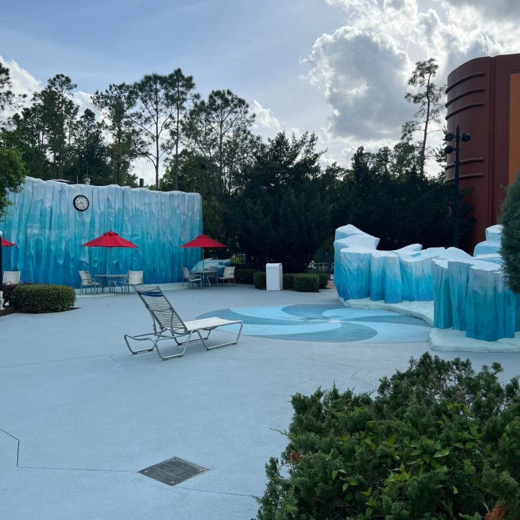 Photo of the kiddie pool and splash pad area at Disney's All-Star Movies Resort.