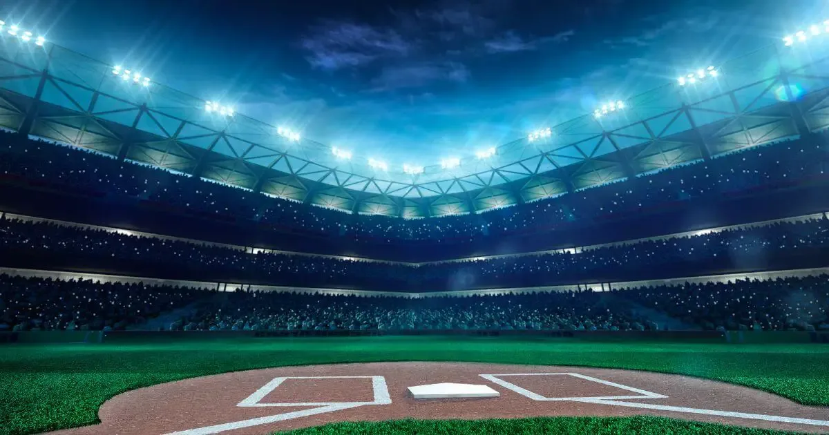 Animated photo of a baseball stadium from home plate.