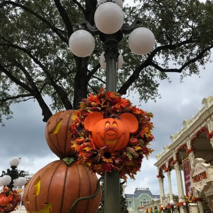 Photo of Halloween decorations at Magic Kingdom.