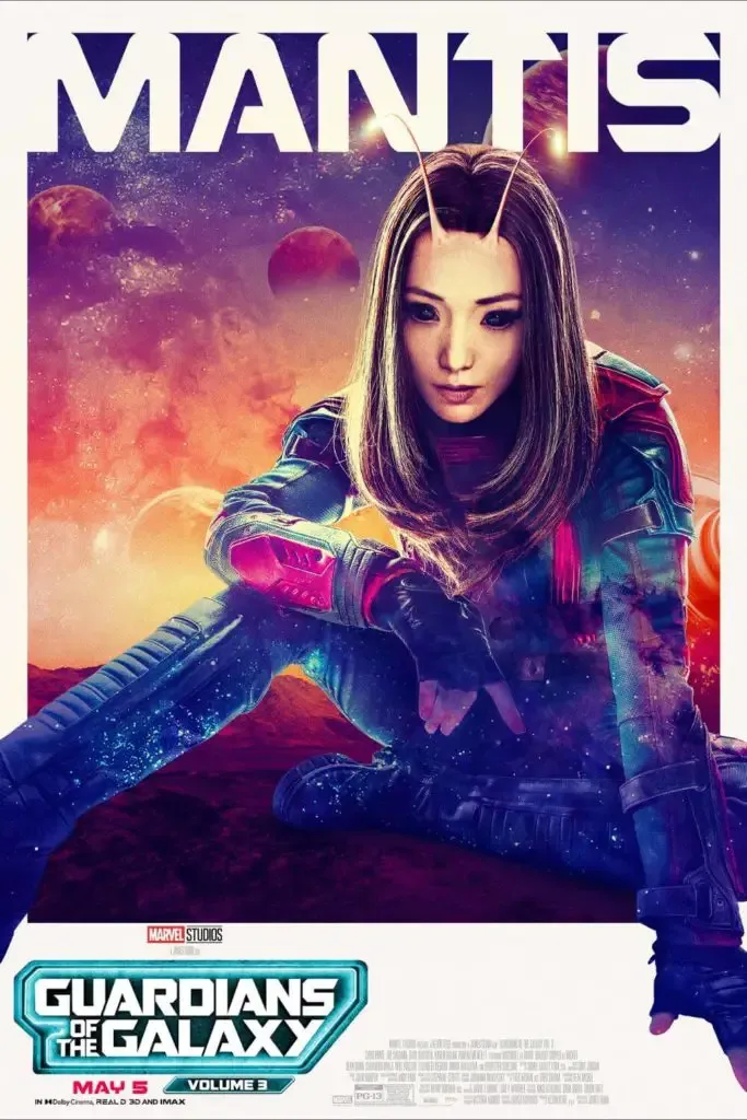 Promotional poster featuring Mantis in Guardians of the Galaxy, Volume 3.