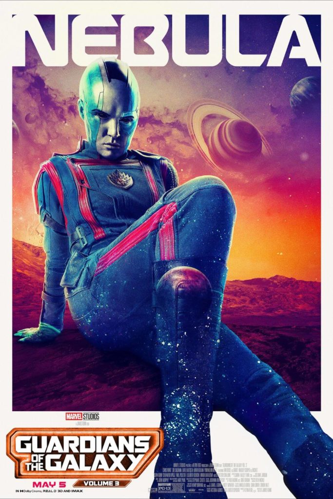 Promotional poster featuring Nebula in Guardians of the Galaxy, Volume 3.