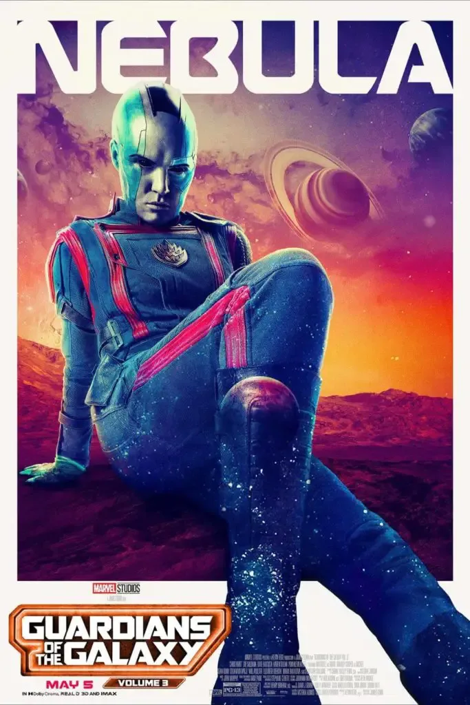 Promotional poster featuring Nebula in Guardians of the Galaxy, Volume 3.