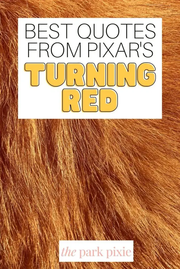 Graphic with orange-red fur background. Text overlay reads "Best Quotes from Pixar's Turning Red."