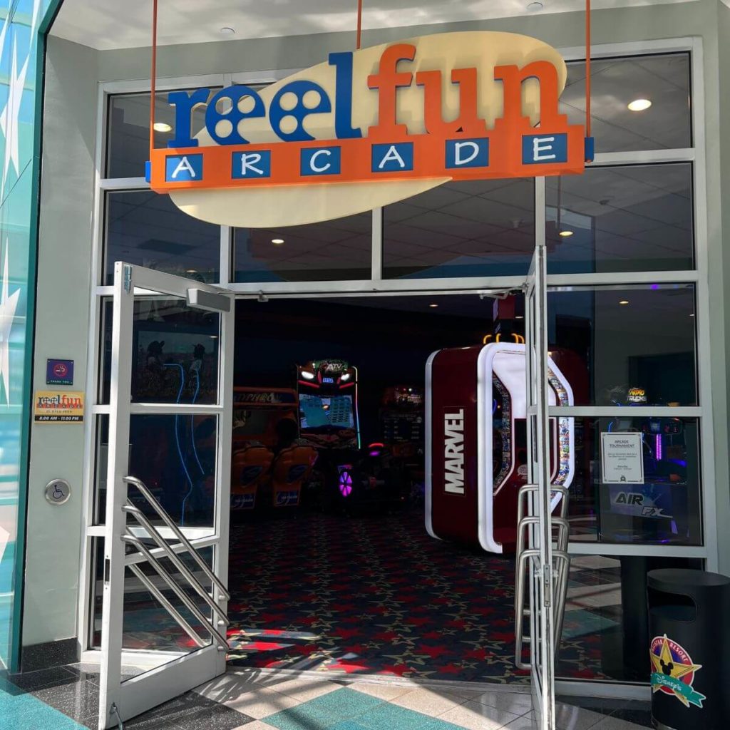 Photo of the entrance to the Reel Fun Arcade.
