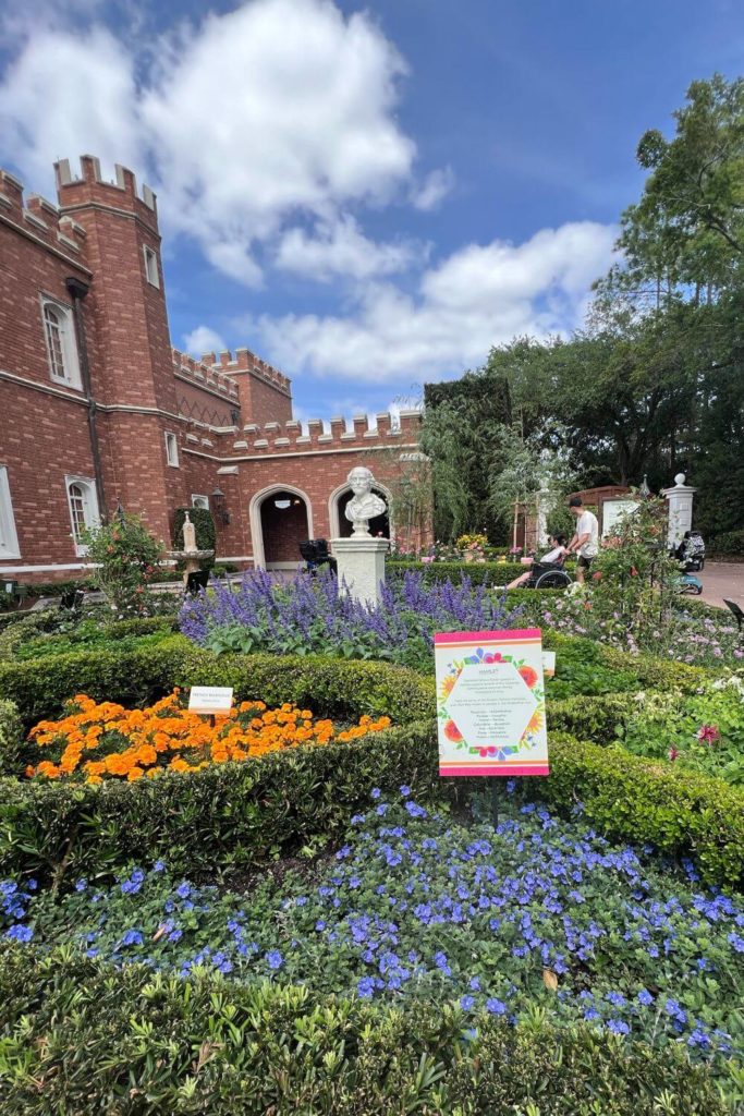 Photo of the Shakespeare Garden in the UK pavilion at Epcot.