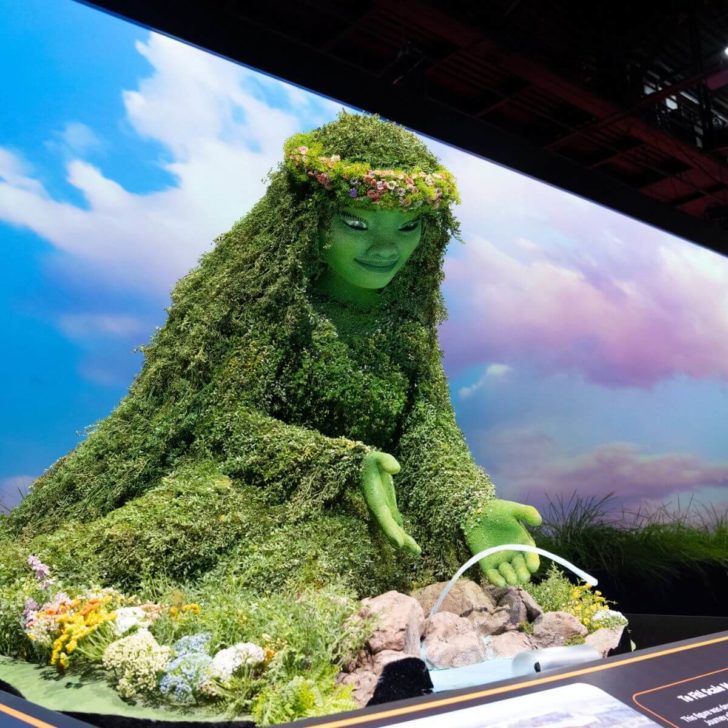 Square photo of a presentation-sized model of the Te Fiti topiary statue that will be included in Journey of Water at Epcot.