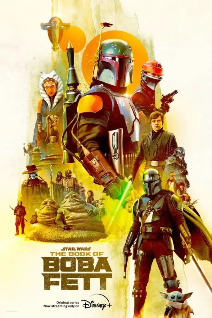 Animated promotional poster for the Disney+ show, Star Wars: The Book of Boba Fett.