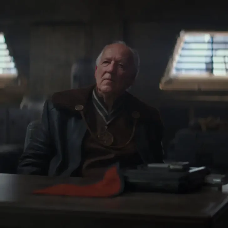 Photo still of a scene featuring The Client (Werner Herzog) in season one of The Mandalorian.