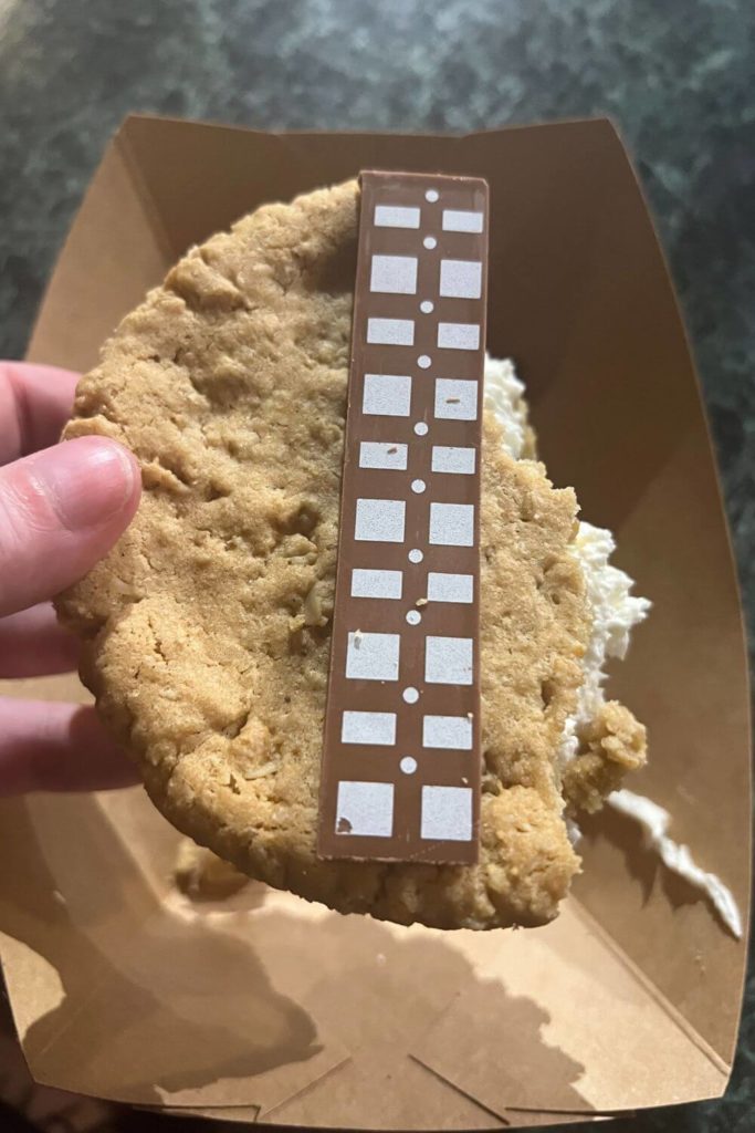 Closeup of a half-eaten wookiee cookie from Backlot Express in Hollywood Studios.