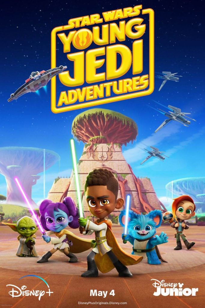 Promotional poster for the animated Disney Junior and Star Wars show, Young Jedi Adventures.