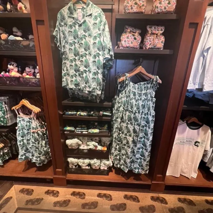 Photo of a merchandise display with Hawaiian-style clothing at Kalepa's Store.