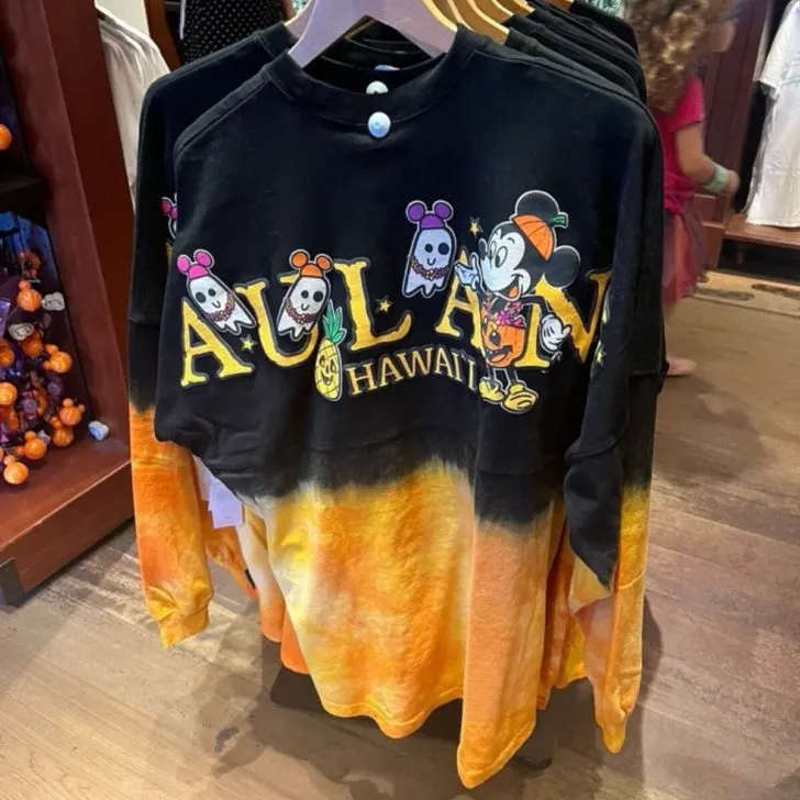 Photo of a Halloween themed Aulani spirit jersey at Kalepa's Store.