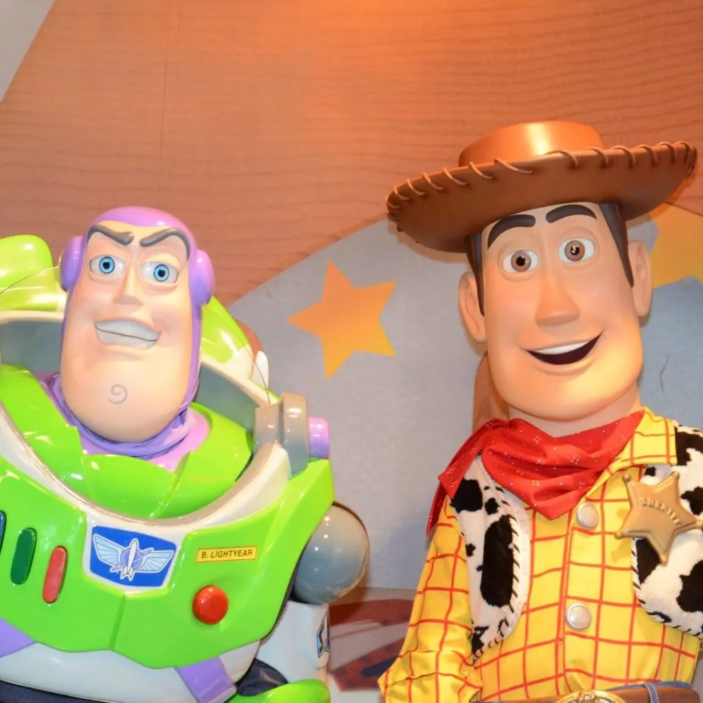 Photo of Buzz and Woody at a meet-and-greet in Hollywood Studios.
