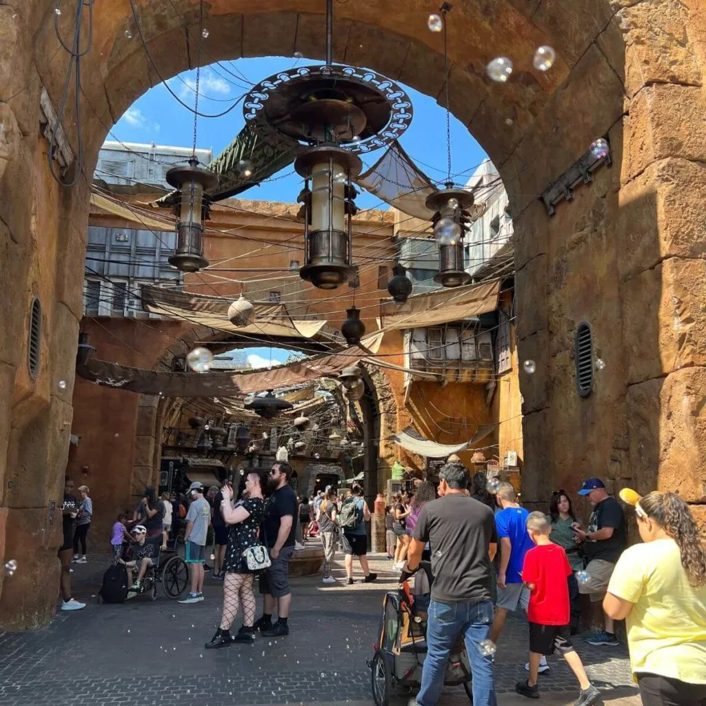 Photo of the entrance to Black Spire Outpost at Star Wars: Galaxy's Edge at Hollywood Studios.