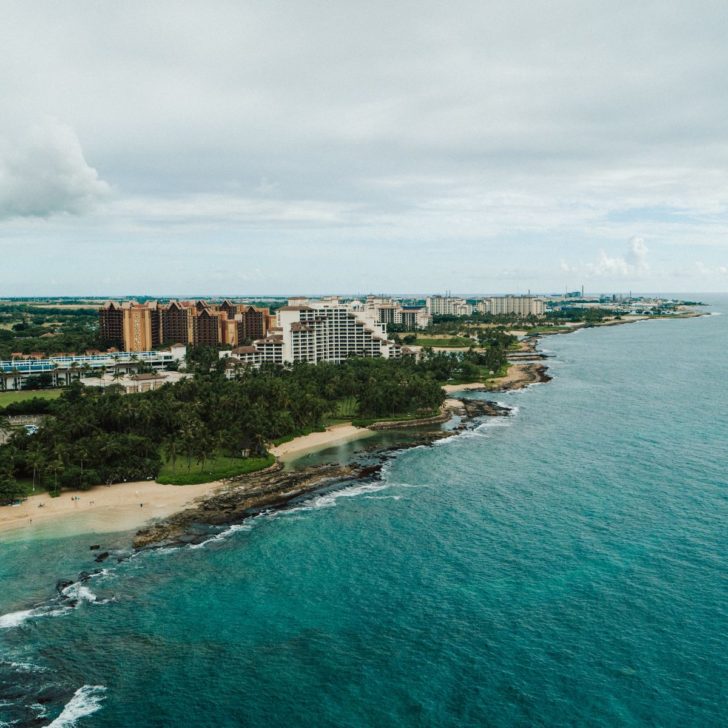 Aerial photo of the Ko Olina resort area in West Oahu, Hawaii.