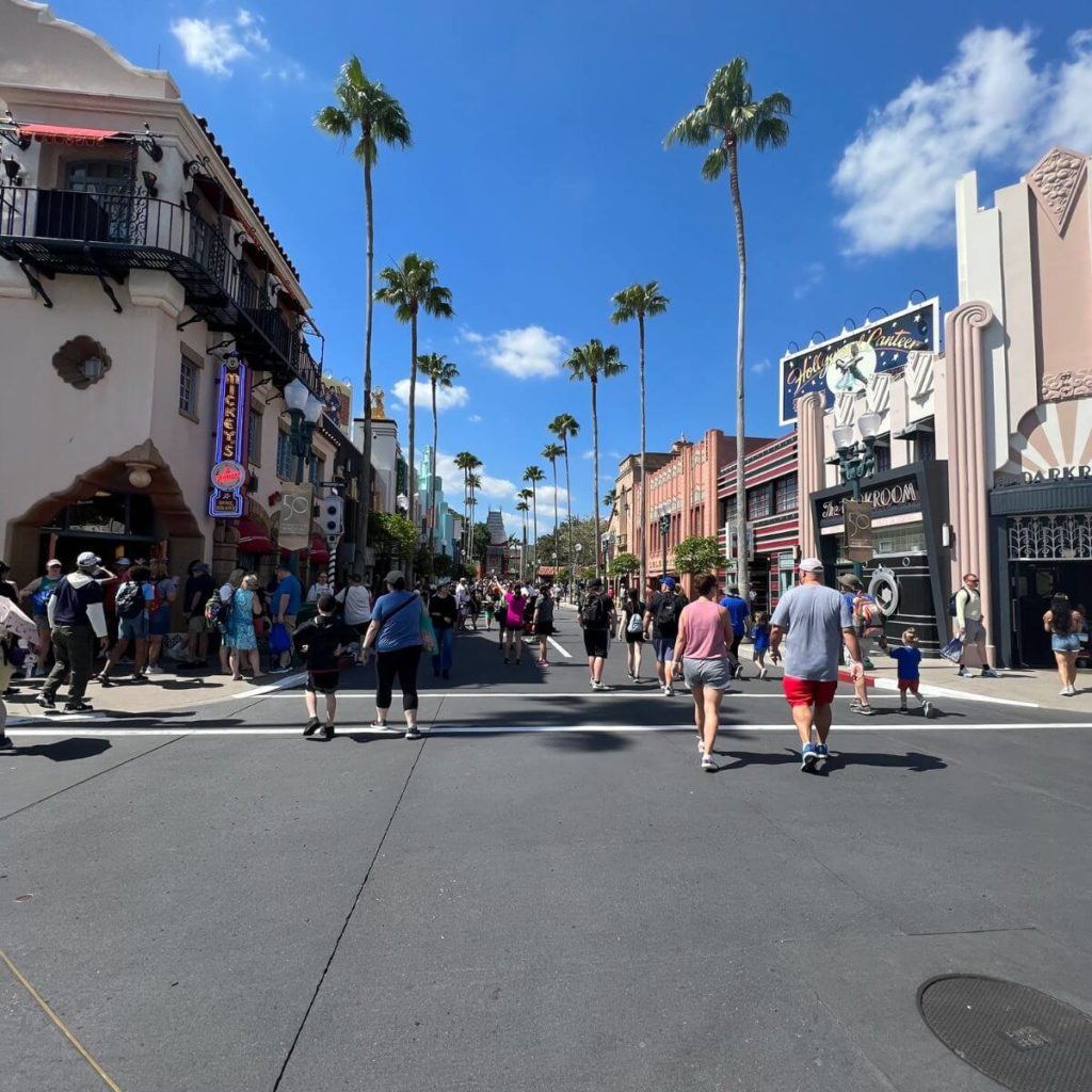 Photo looking down Hollywood Boulevard from Hollywood Studios main entrance.