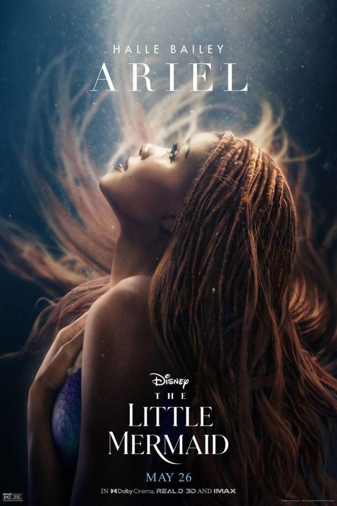 Promotional poster for the live-action film, The Little Mermaid, featuring Halle Bailey as Ariel.
