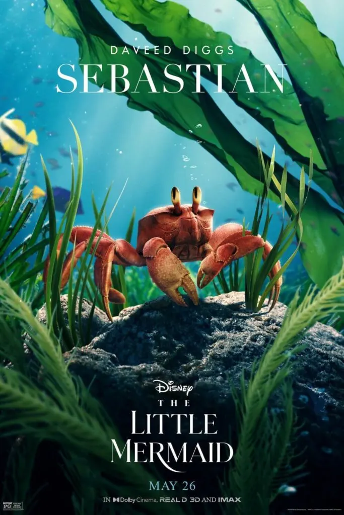 Promotional poster for the live-action film, The Little Mermaid, featuring Sebastian the Crab.