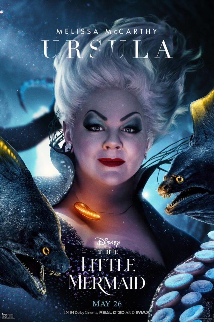 Promotional poster for the live-action film, The Little Mermaid, featuring Melissa McCarthy as Ursula.