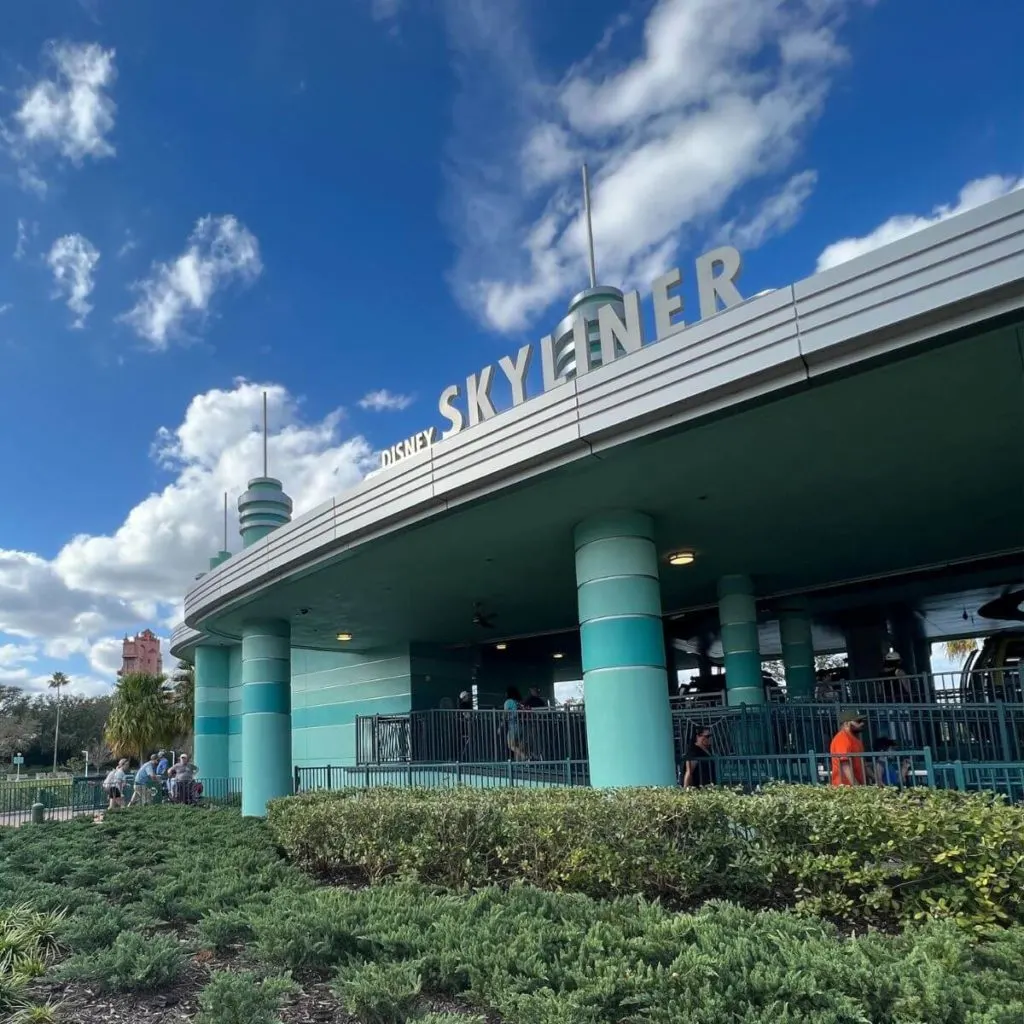 Photo of the Disney Skyliner station entrance at Hollywood Studios.